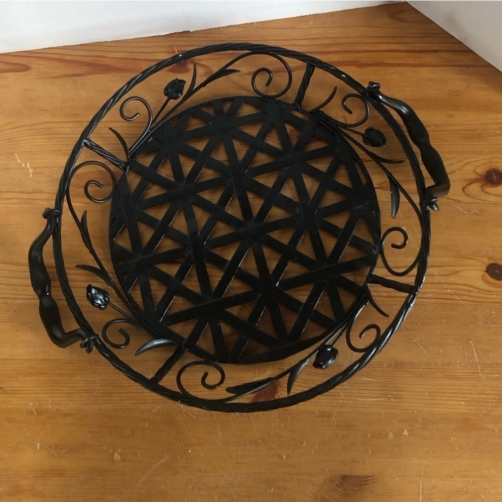Metal Floral Decorative Tray